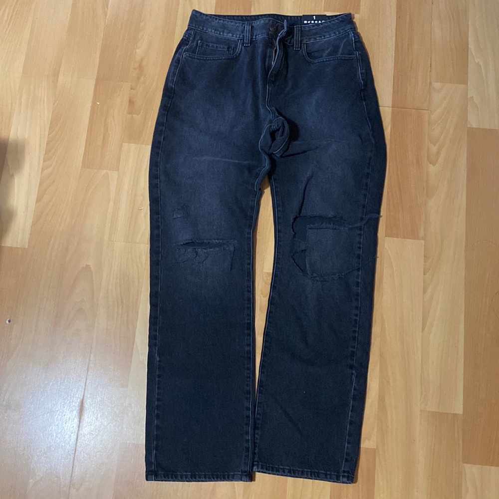 High waisted wide denim